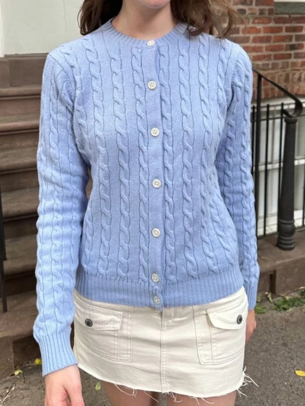 Brandy Melville Olsen Wool Cable Knit Cardigan
